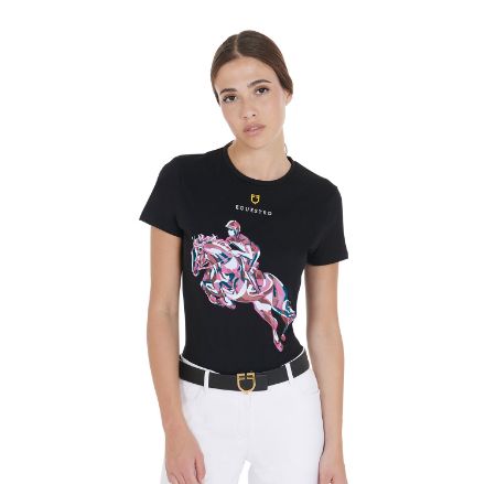 Women's slim fit t-shirt with jumping print
