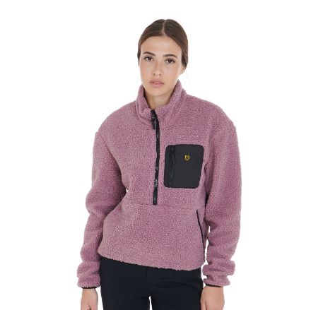 Women's sweatshirt in curly fleece with kangaroo pocket