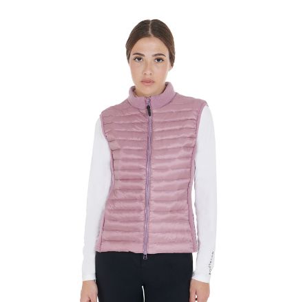 Women's slim fit vest in fleece and technical fabric