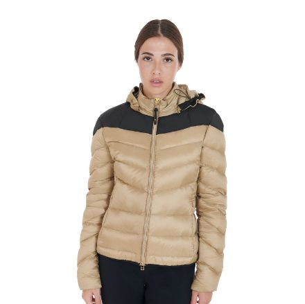 Women's slim fit down jacket with removable hood