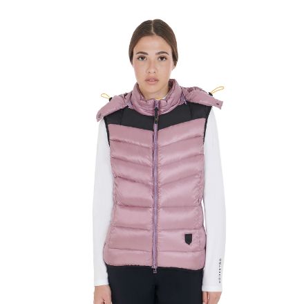 Women's padded vest with removable hood