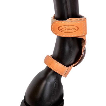 Leather skid boots with velcro closure