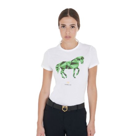 Women's slim fit T-shirt with colorful horse print