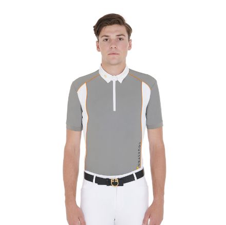 Men's slim fit polo shirt in technical fabric with piping