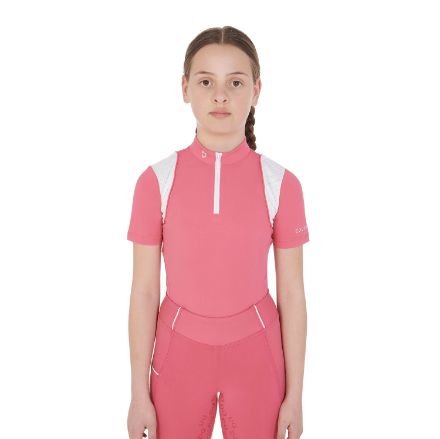 Girls' slim fit training polo shirt with zip