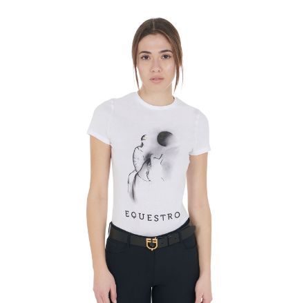 Women's slim fit T-shirt with moonbeam print