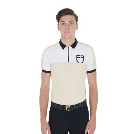 Men's slim fit training polo shirt with front logo