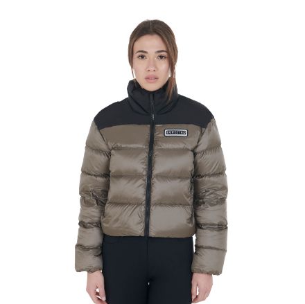 Women's bi-material cropped down jacket