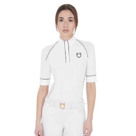 Women's slim fit short sleeved buttoned  competition polo shirt